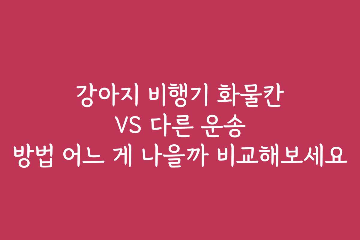 강아지 비행기 화물칸 VS 다른 운송 방법 어느 게 나을까 비교해보세요