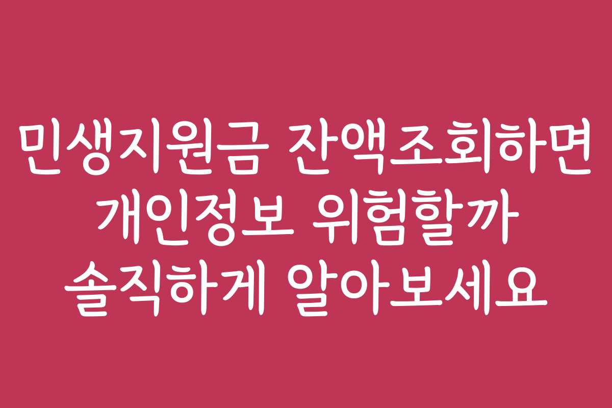 민생지원금 잔액조회하면 개인정보 위험할까 솔직하게 알아보세요