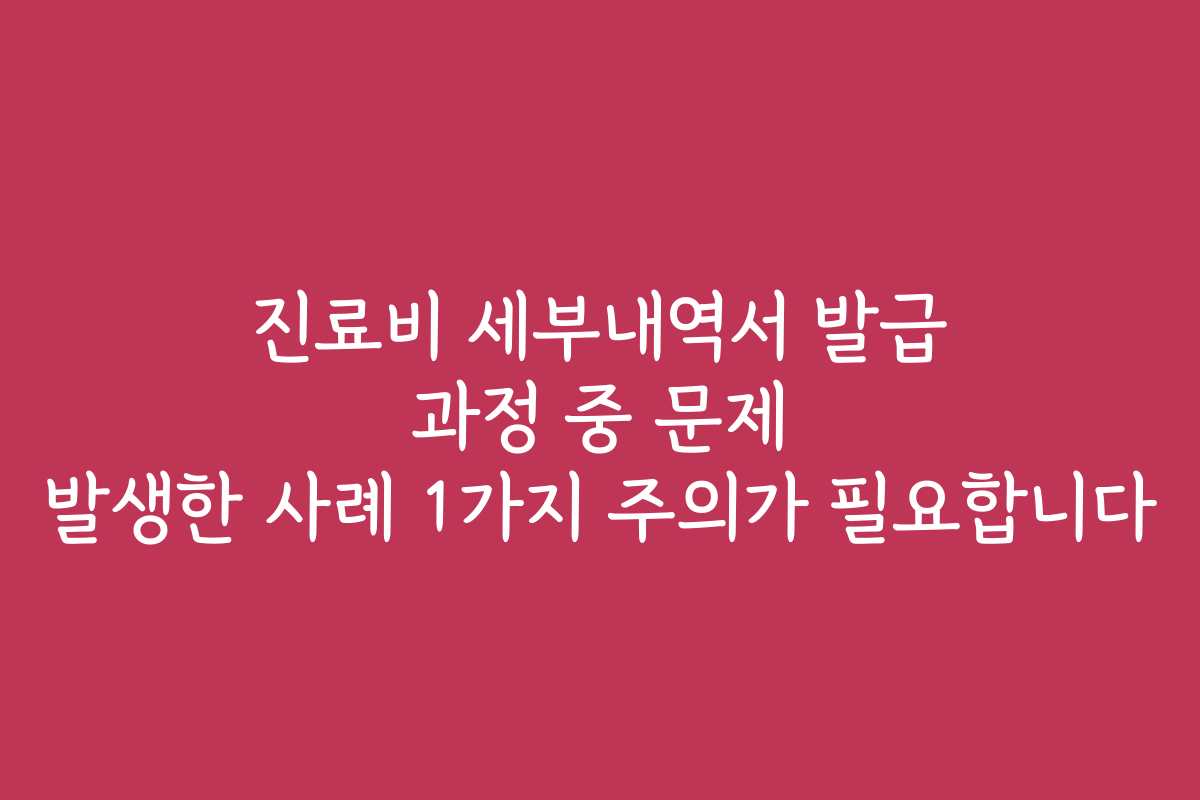 진료비 세부내역서 발급 과정 중 문제 발생한 사례 1가지 주의가 필요합니다
