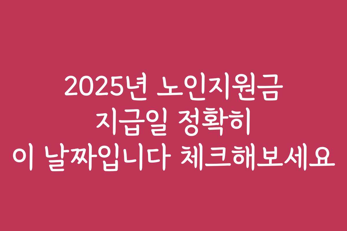 2025년 노인지원금 지급일 정확히 이 날짜입니다 체크해보세요