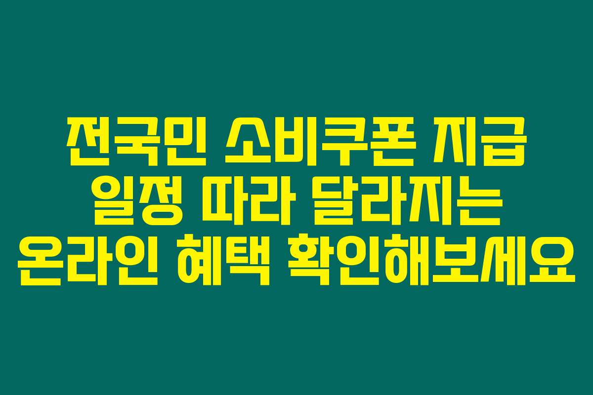 전국민 소비쿠폰 지급 일정 따라 달라지는 온라인 혜택 확인해보세요