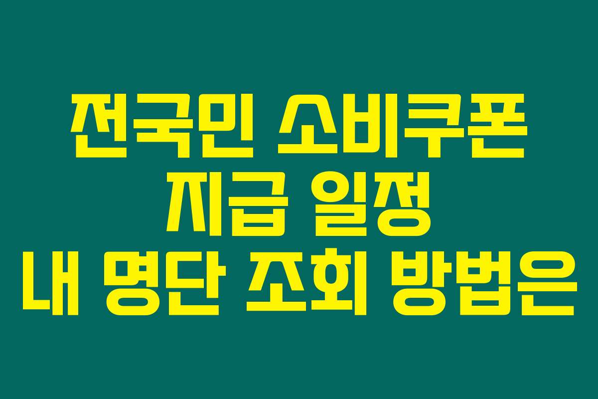 전국민 소비쿠폰 지급 일정 내 명단 조회 방법은