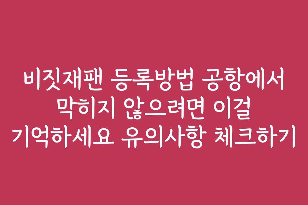 비짓재팬 등록방법 공항에서 막히지 않으려면 이걸 기억하세요 유의사항 체크하기