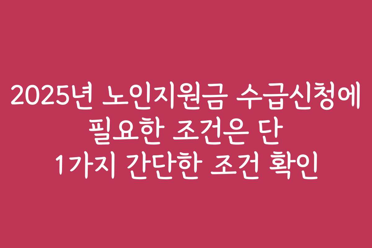 2025년 노인지원금 수급신청에 필요한 조건은 단 1가지 간단한 조건 확인