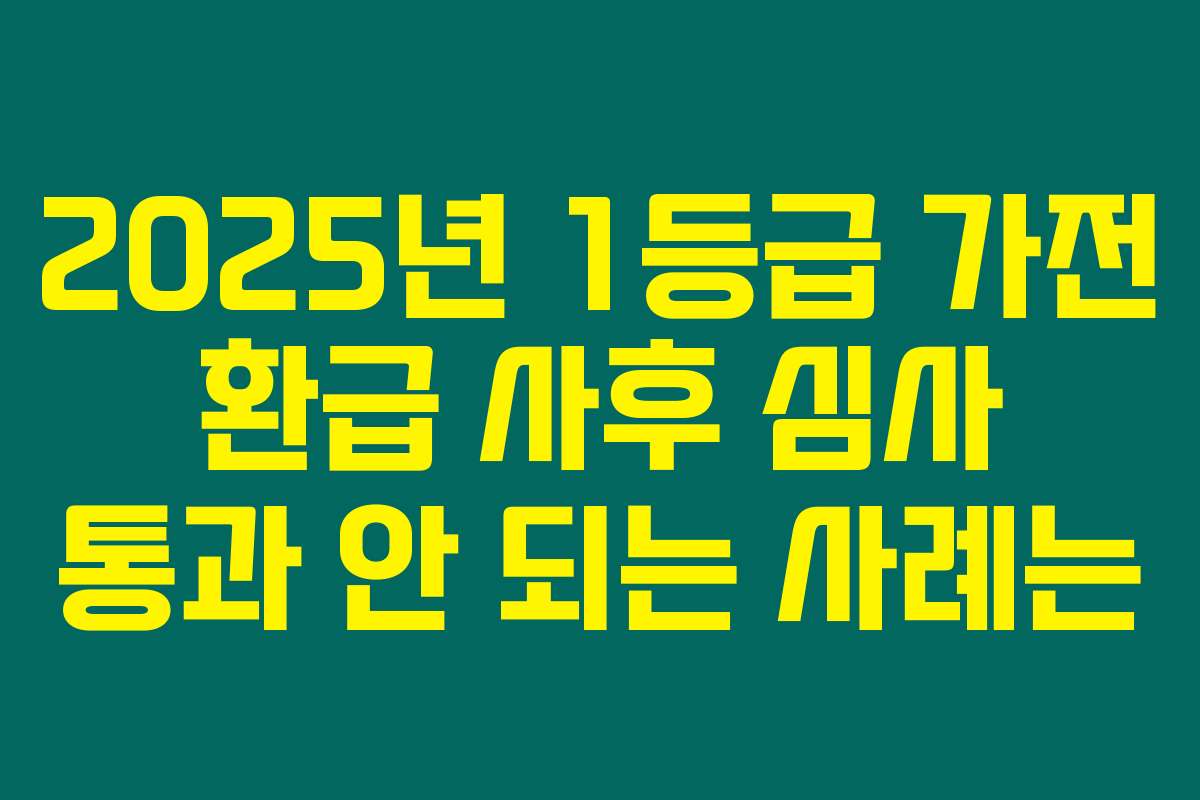 2025년 1등급 가전 환급 사후 심사 통과 안 되는 사례는