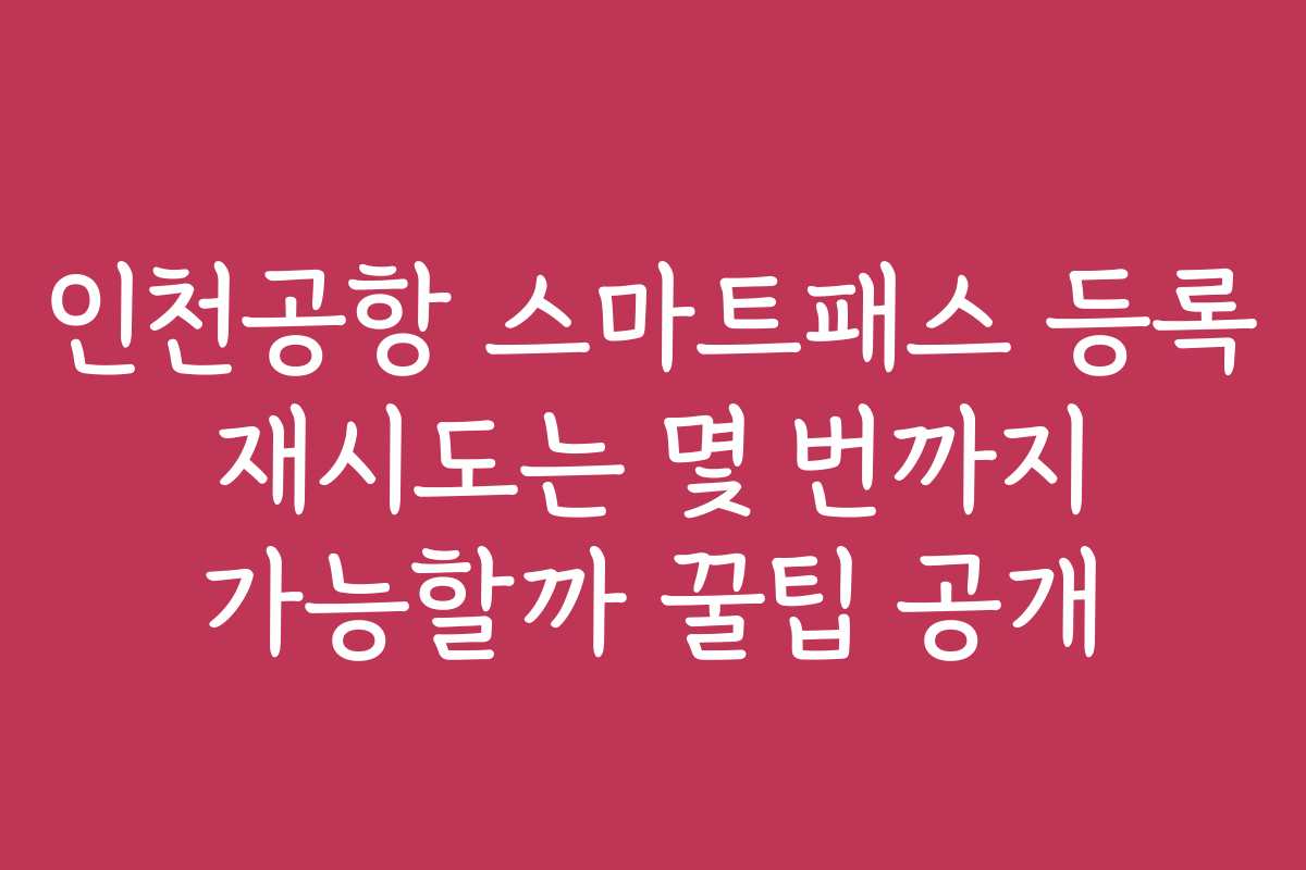인천공항 스마트패스 등록 재시도는 몇 번까지 가능할까 꿀팁 공개