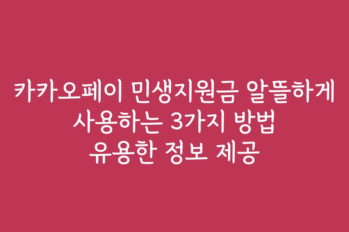 카카오페이 민생지원금 알뜰하게 사용하는 3가지 방법 유용한 정보 제공