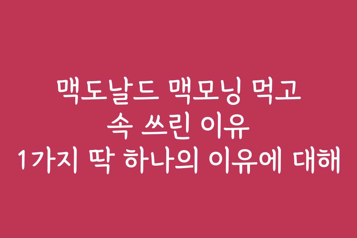 맥도날드 맥모닝 먹고 속 쓰린 이유 1가지 딱 하나의 이유에 대해