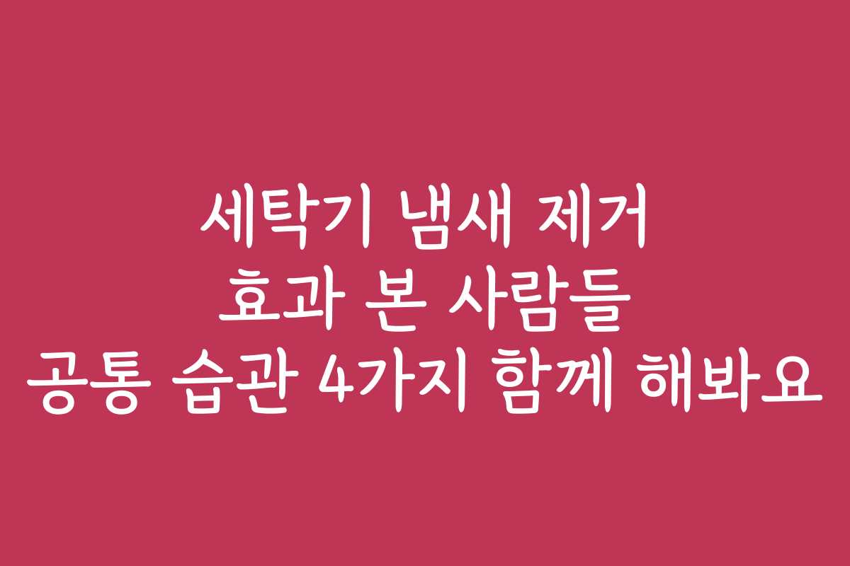 세탁기 냄새 제거 효과 본 사람들 공통 습관 4가지 함께 해봐요