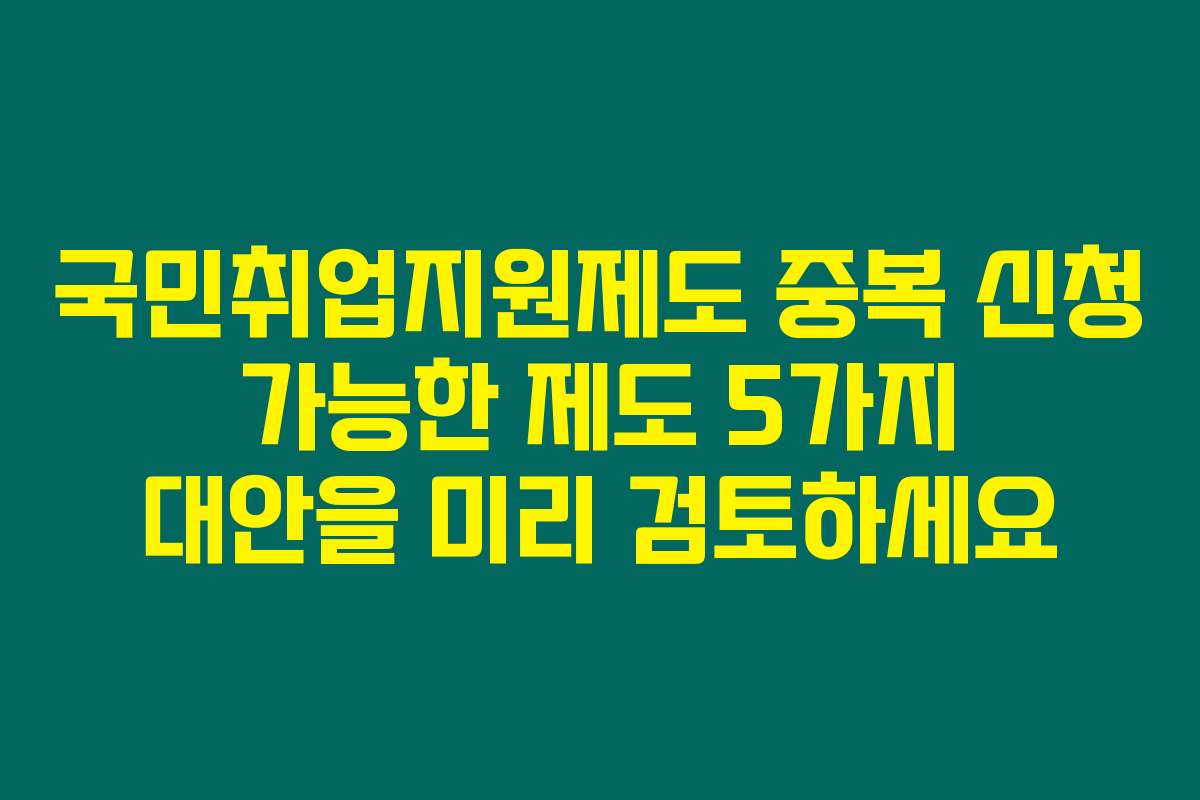국민취업지원제도 중복 신청 가능한 제도 5가지 대안을 미리 검토하세요