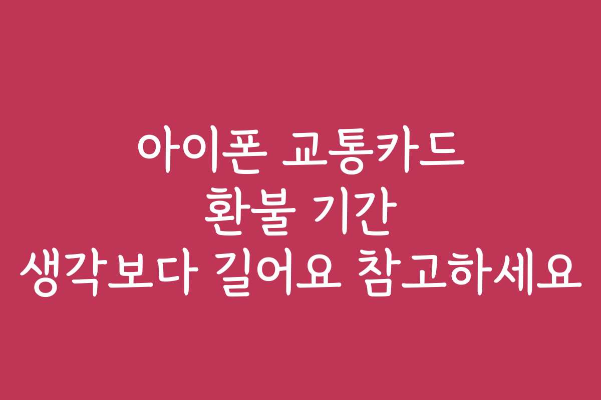 아이폰 교통카드 환불 기간 생각보다 길어요 참고하세요