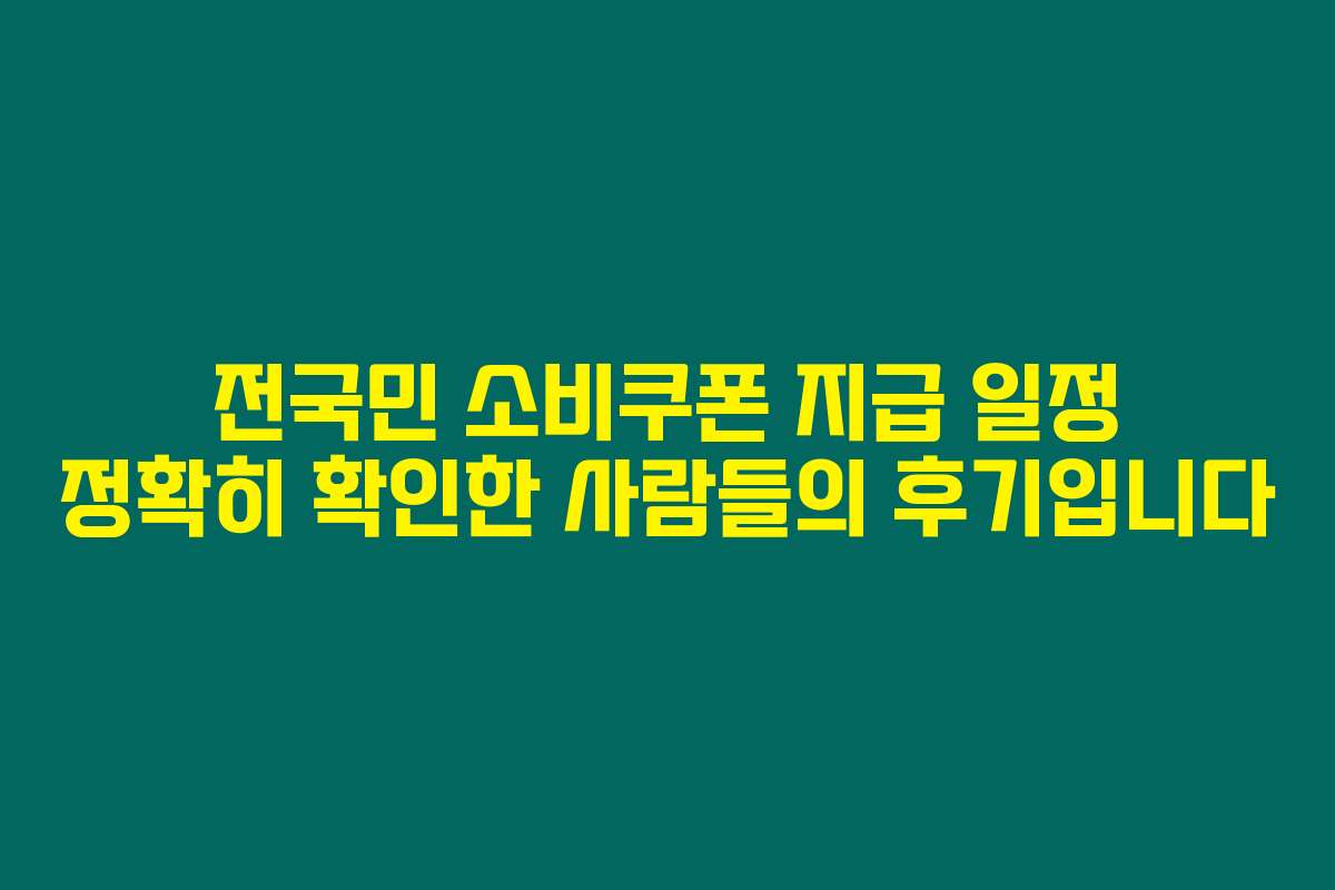 전국민 소비쿠폰 지급 일정 정확히 확인한 사람들의 후기입니다