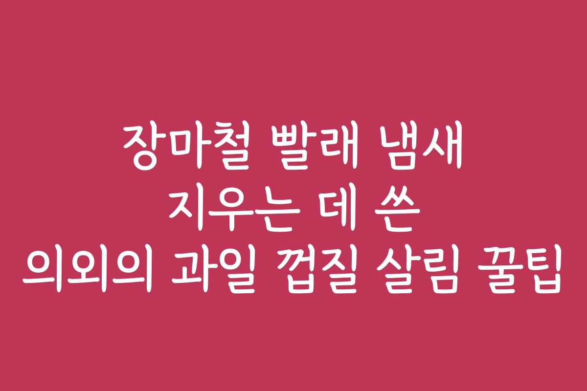 장마철 빨래 냄새 지우는 데 쓴 의외의 과일 껍질 살림 꿀팁