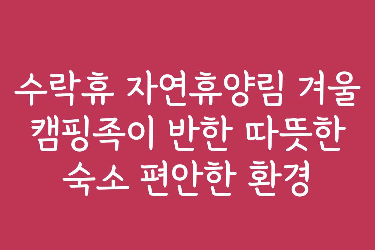 수락휴 자연휴양림 겨울 캠핑족이 반한 따뜻한 숙소 편안한 환경