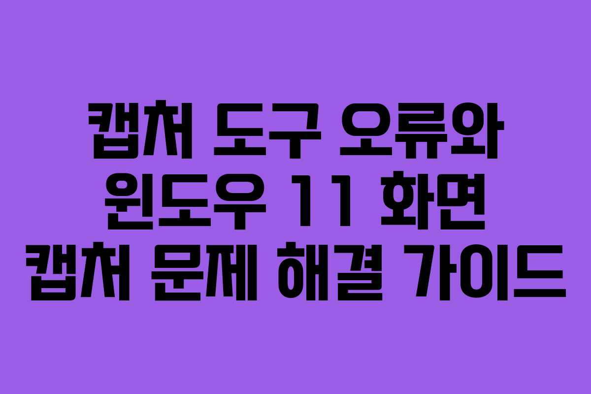 캡처 도구 오류와 윈도우 11 화면 캡처 문제 해결 가이드