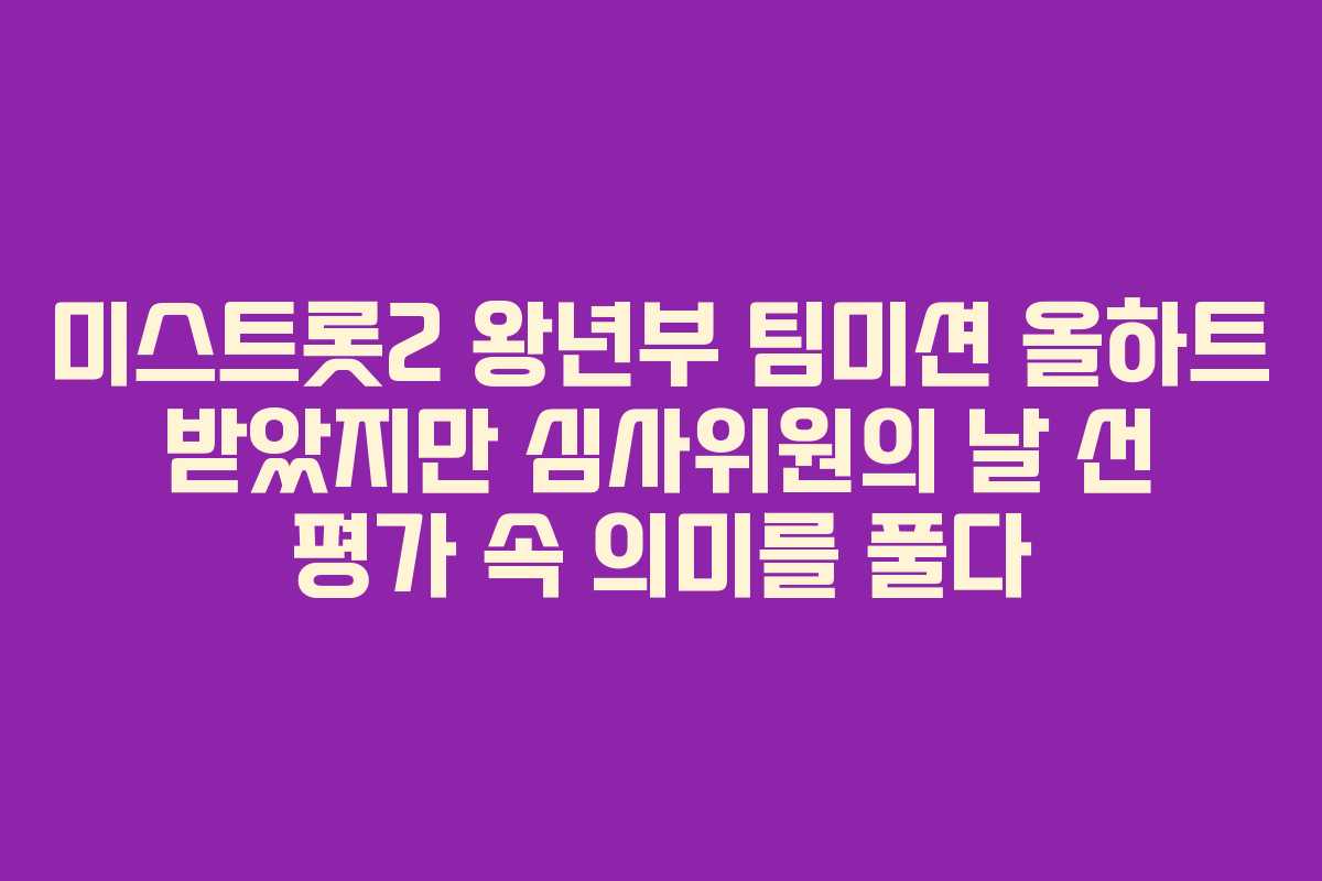 미스트롯2 왕년부 팀미션 올하트 받았지만 심사위원의 날 선 평가 속 의미를 풀다