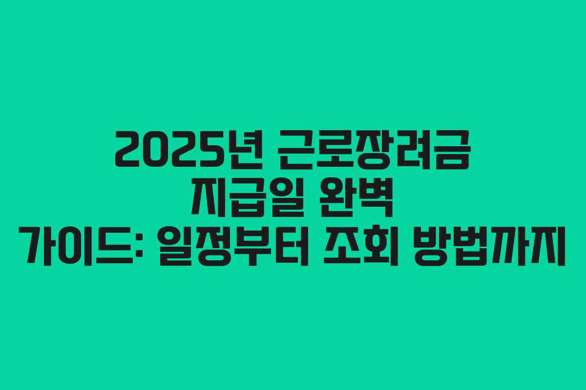 2025년 근로장려금 지급일 완벽 가이드: 일정부터 조회 방법까지