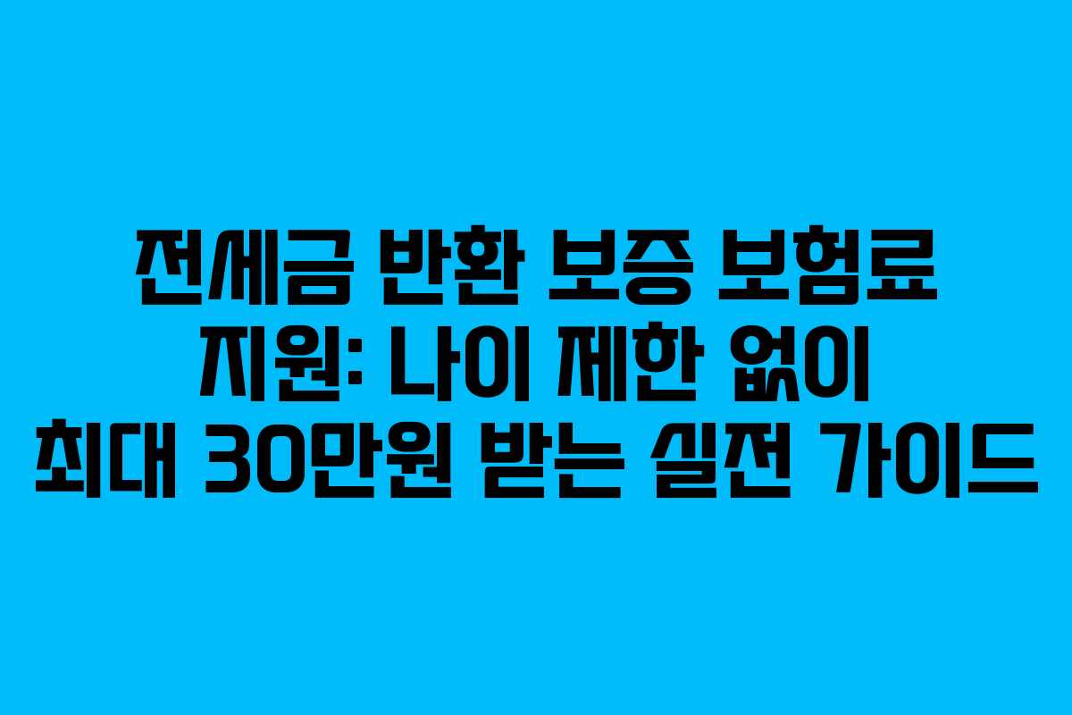 전세금 반환 보증 보험료 지원: 나이 제한 없이 최대 30만원 받는 실전 가이드