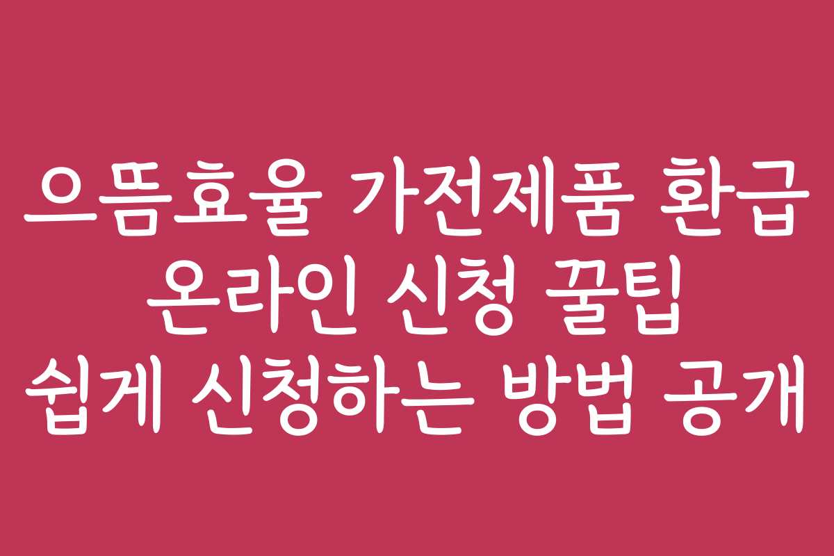 으뜸효율 가전제품 환급 온라인 신청 꿀팁 쉽게 신청하는 방법 공개