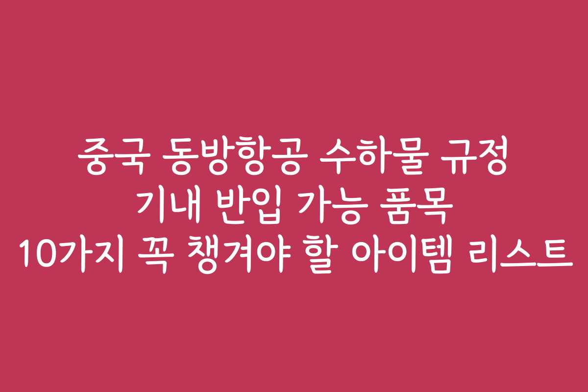 중국 동방항공 수하물 규정 기내 반입 가능 품목 10가지 꼭 챙겨야 할 아이템 리스트