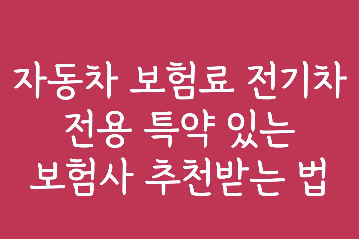 자동차 보험료 전기차 전용 특약 있는 보험사 추천받는 법