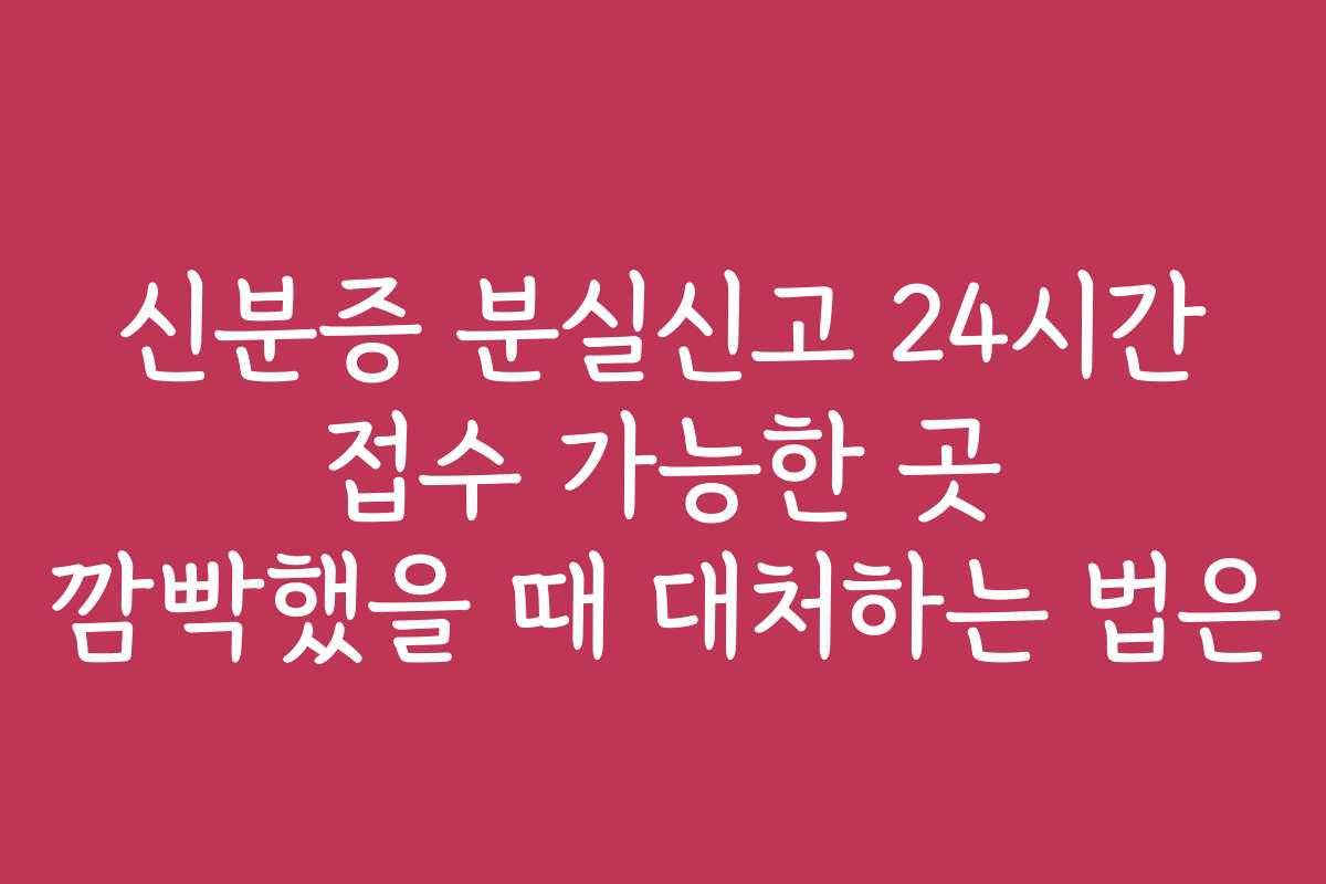 신분증 분실신고 24시간 접수 가능한 곳 깜빡했을 때 대처하는 법은