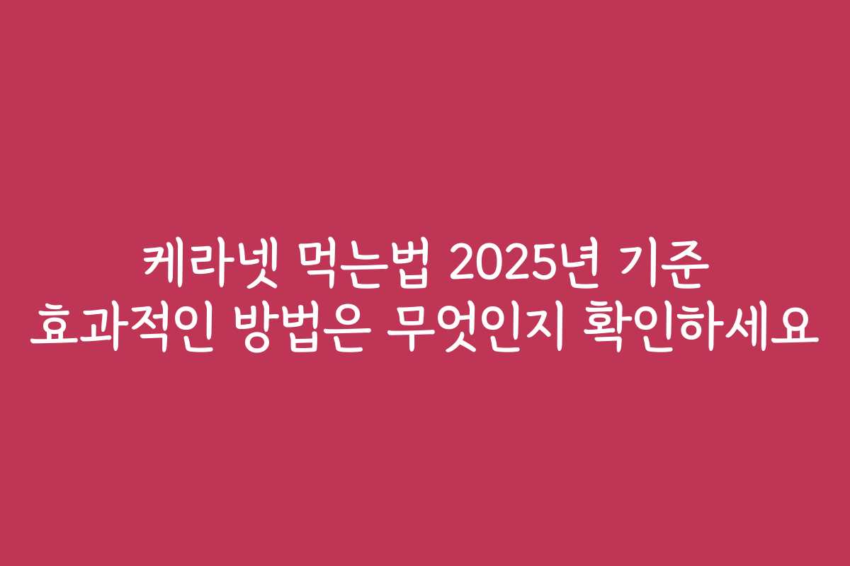 케라넷 먹는법 2025년 기준 효과적인 방법은 무엇인지 확인하세요