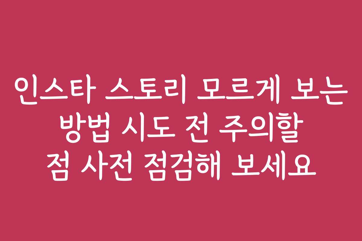 인스타 스토리 모르게 보는 방법 시도 전 주의할 점 사전 점검해 보세요