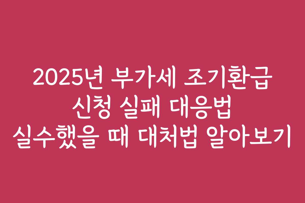 2025년 부가세 조기환급 신청 실패 대응법 실수했을 때 대처법 알아보기
