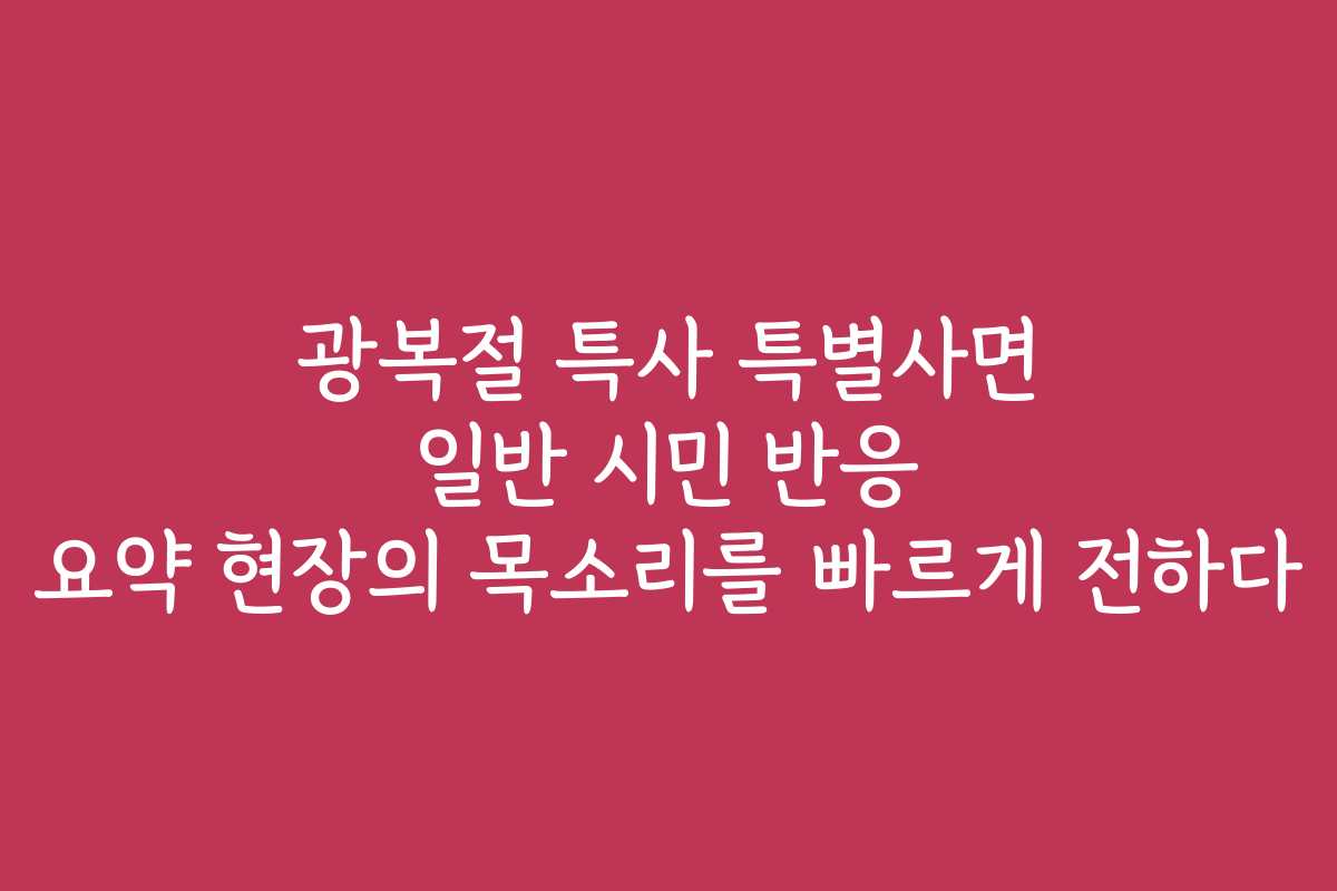 광복절 특사 특별사면 일반 시민 반응 요약 현장의 목소리를 빠르게 전하다