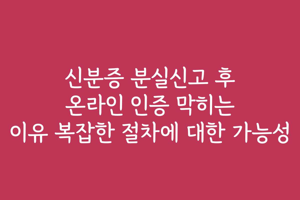 신분증 분실신고 후 온라인 인증 막히는 이유 복잡한 절차에 대한 가능성