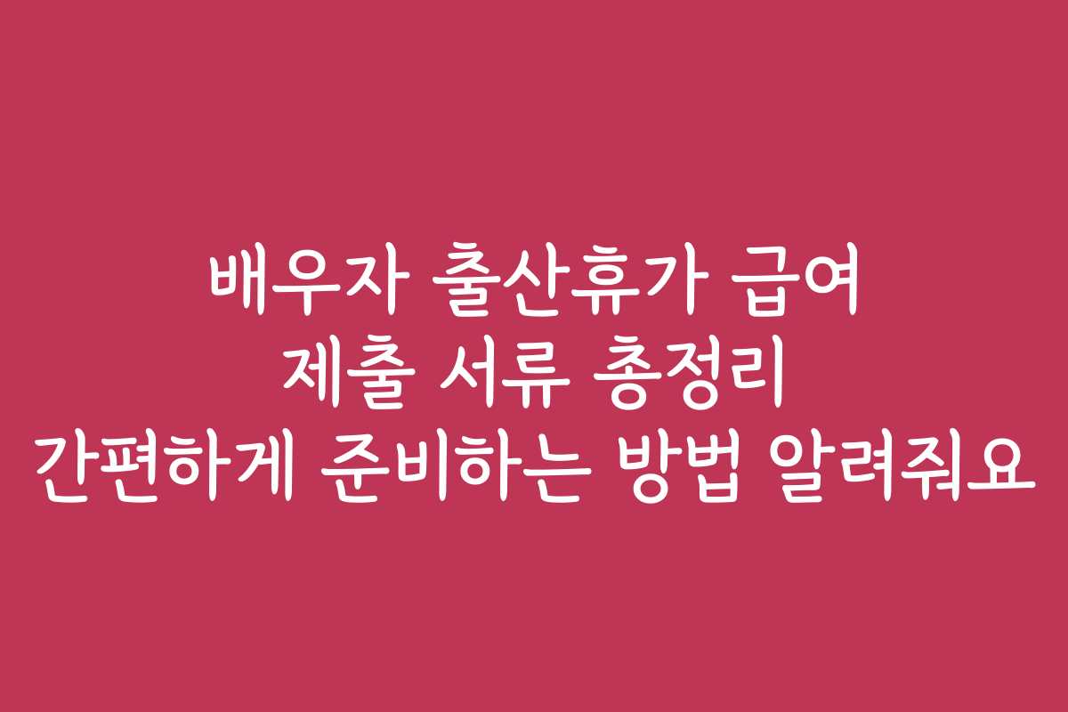 배우자 출산휴가 급여 제출 서류 총정리 간편하게 준비하는 방법 알려줘요