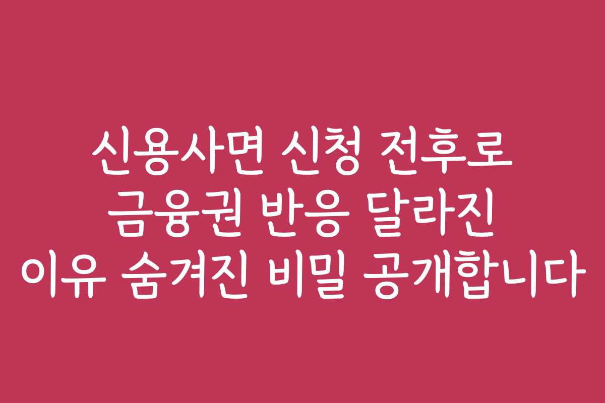 신용사면 신청 전후로 금융권 반응 달라진 이유 숨겨진 비밀 공개합니다