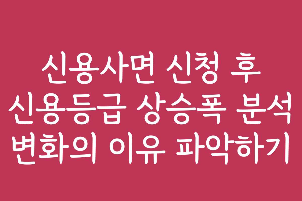 신용사면 신청 후 신용등급 상승폭 분석 변화의 이유 파악하기