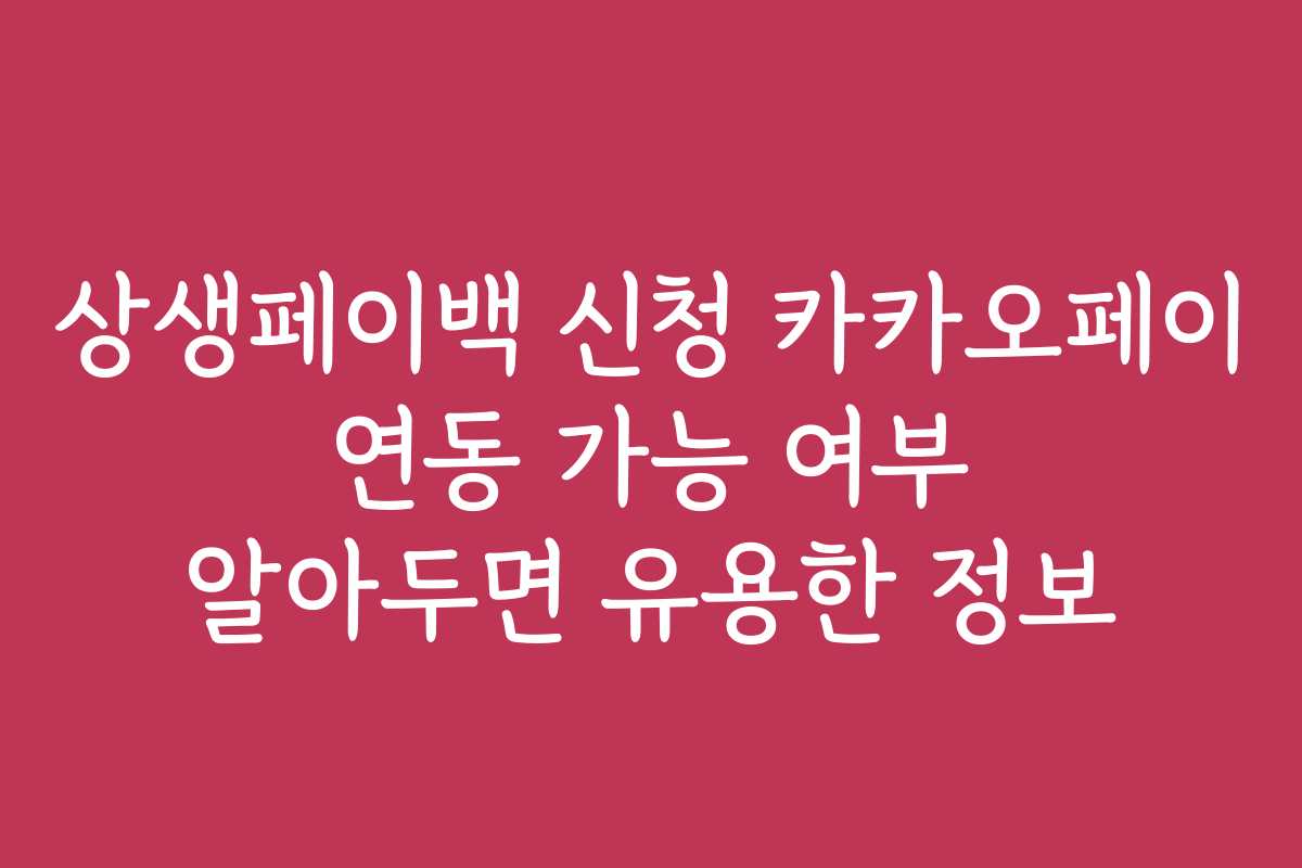 상생페이백 신청 카카오페이 연동 가능 여부 알아두면 유용한 정보