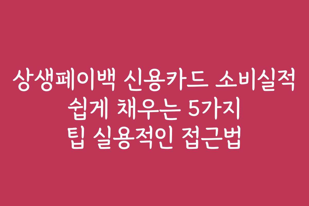 상생페이백 신용카드 소비실적 쉽게 채우는 5가지 팁 실용적인 접근법