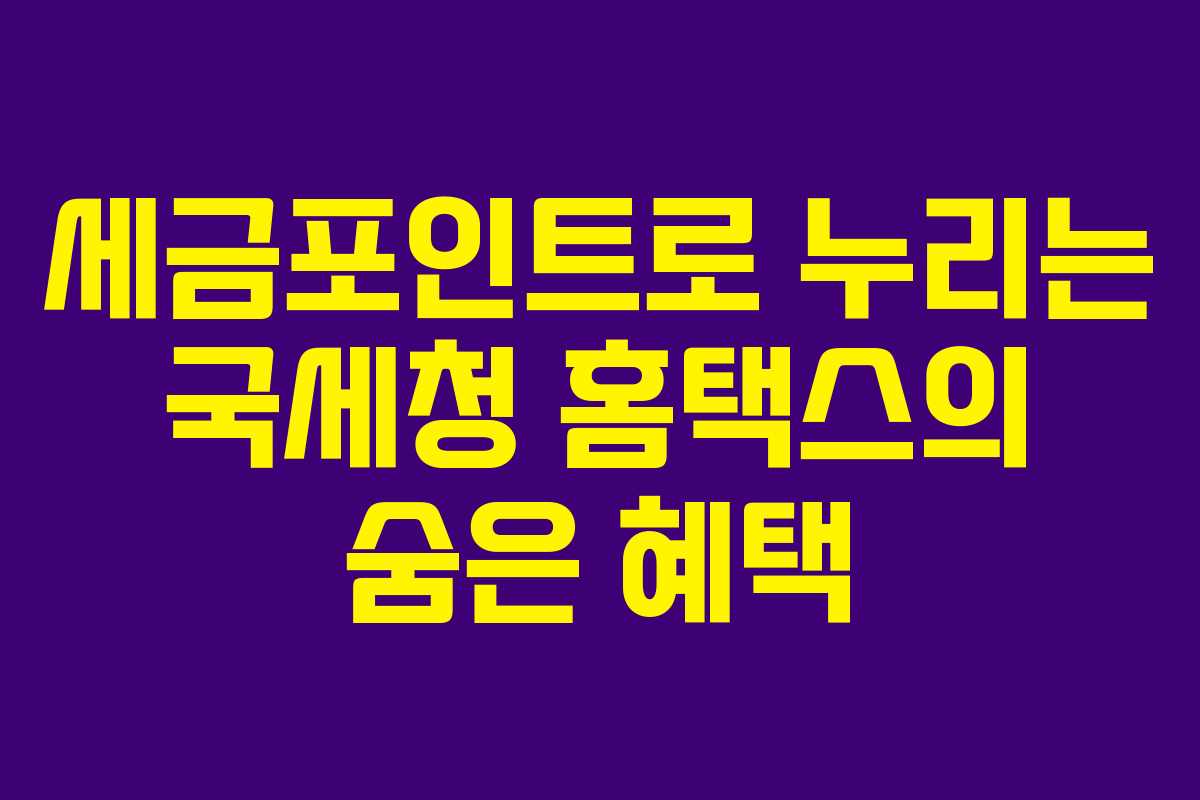 세금포인트로 누리는 국세청 홈택스의 숨은 혜택
