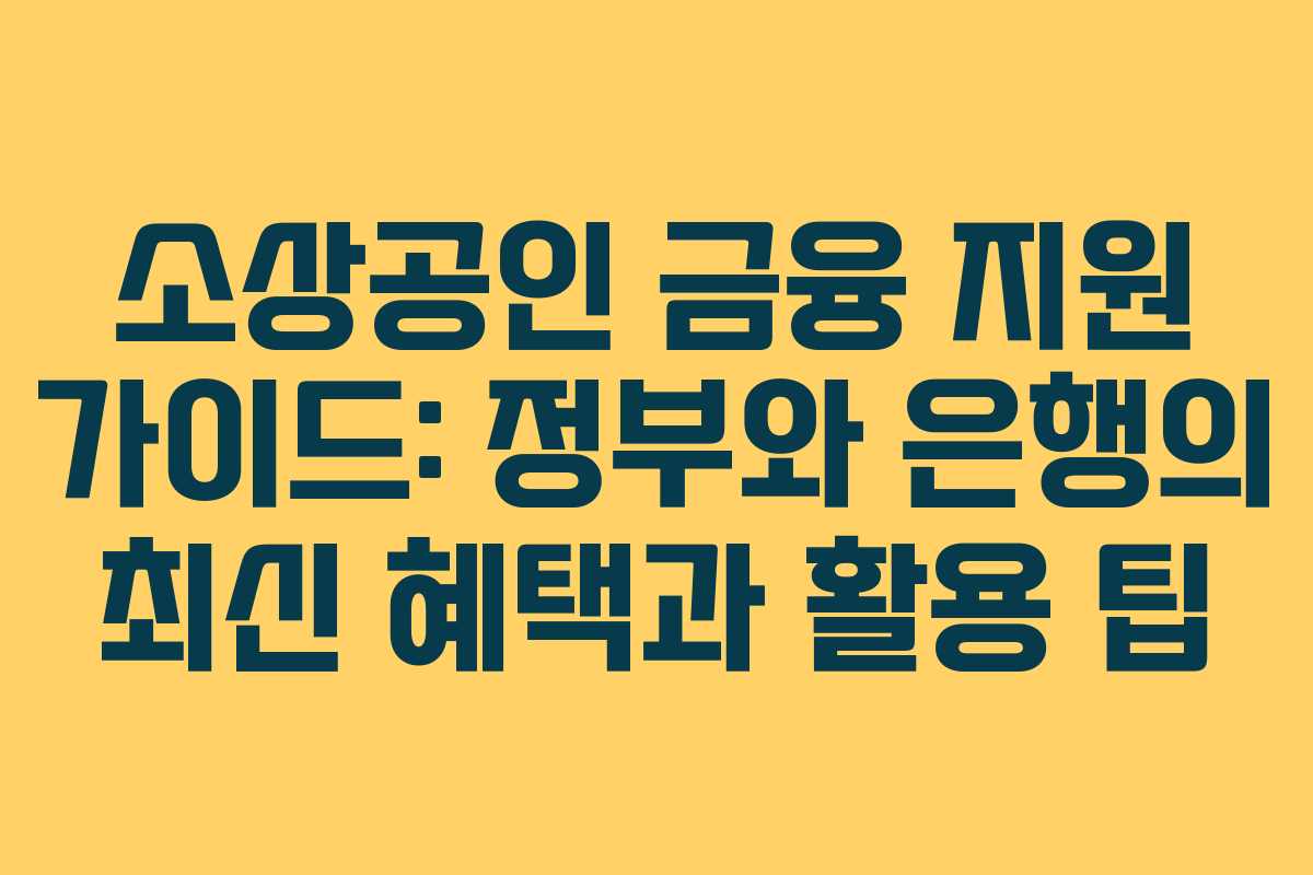 소상공인 금융 지원 가이드: 정부와 은행의 최신 혜택과 활용 팁