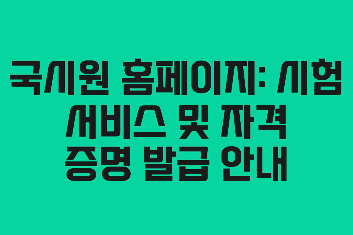 국시원 홈페이지: 시험 서비스 및 자격 증명 발급 안내