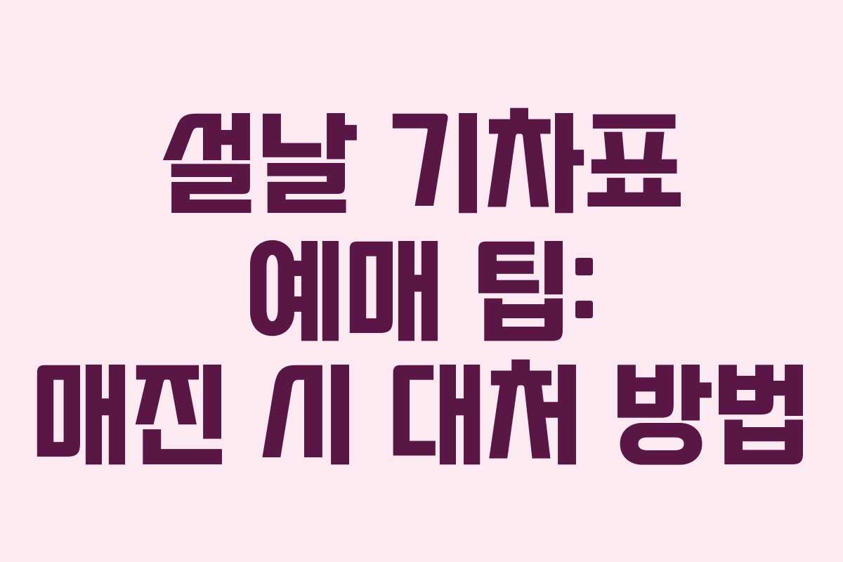설날 기차표 예매 팁: 매진 시 대처 방법