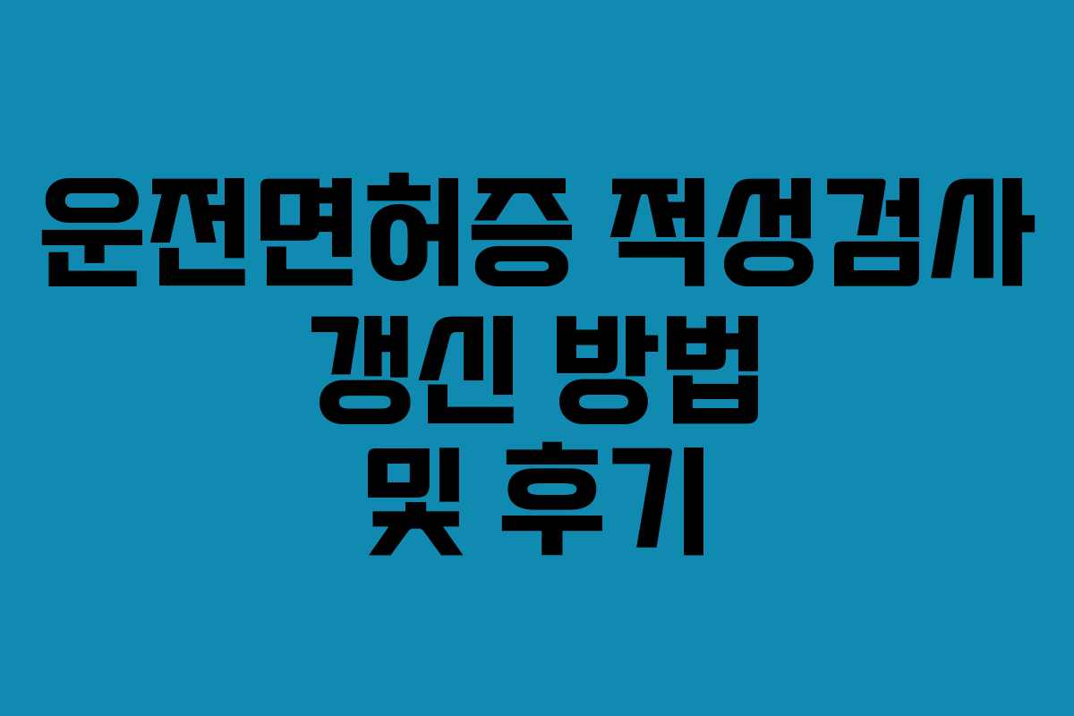 운전면허증 적성검사 갱신 방법 및 후기