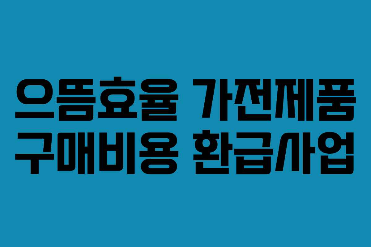 으뜸효율 가전제품 구매비용 환급사업