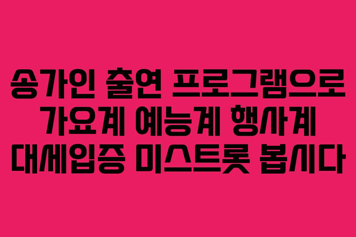 송가인 출연 프로그램으로 가요계 예능계 행사계 대세입증 미스트롯 봅시다