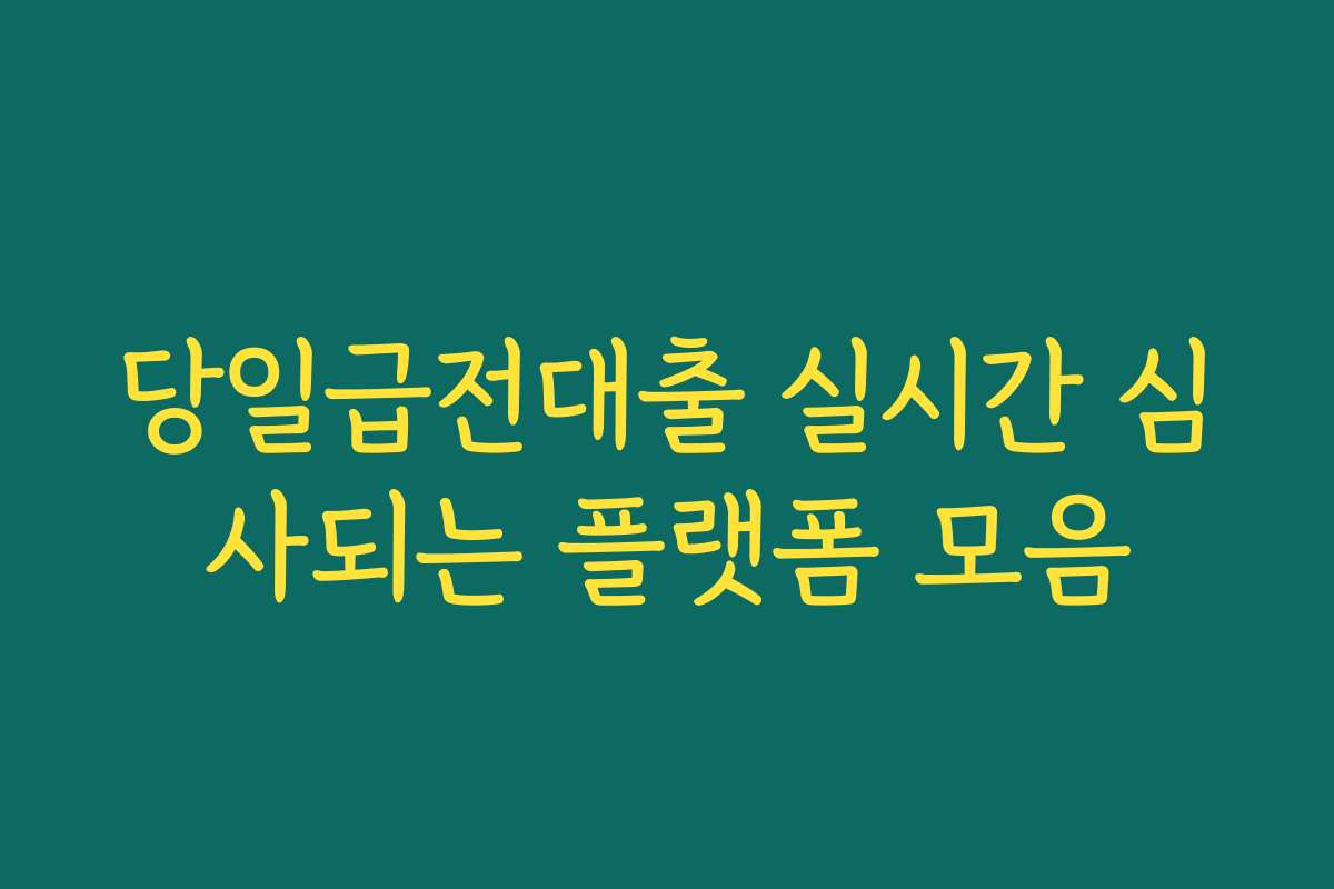 당일급전대출 실시간 심사되는 플랫폼 모음