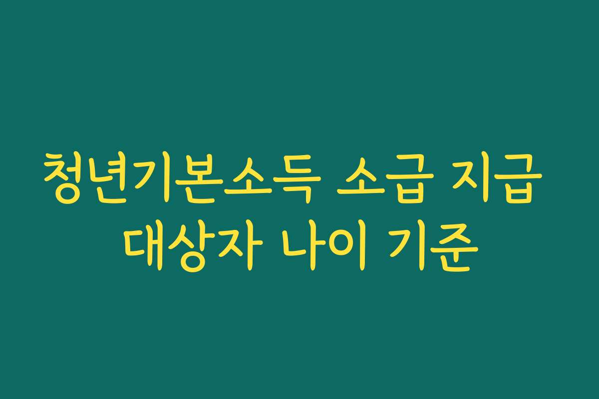 청년기본소득 소급 지급 대상자 나이 기준