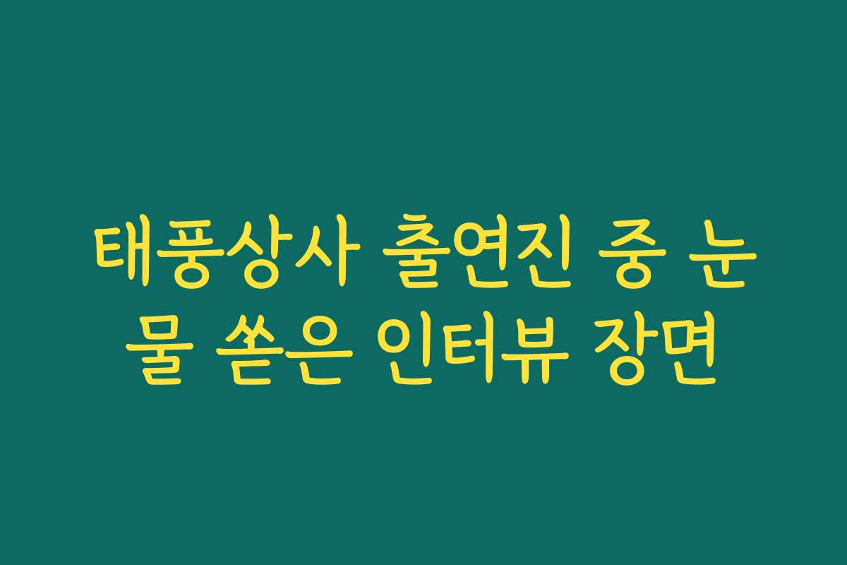 태풍상사 출연진 중 눈물 쏟은 인터뷰 장면