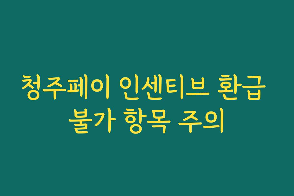 청주페이 인센티브 환급 불가 항목 주의