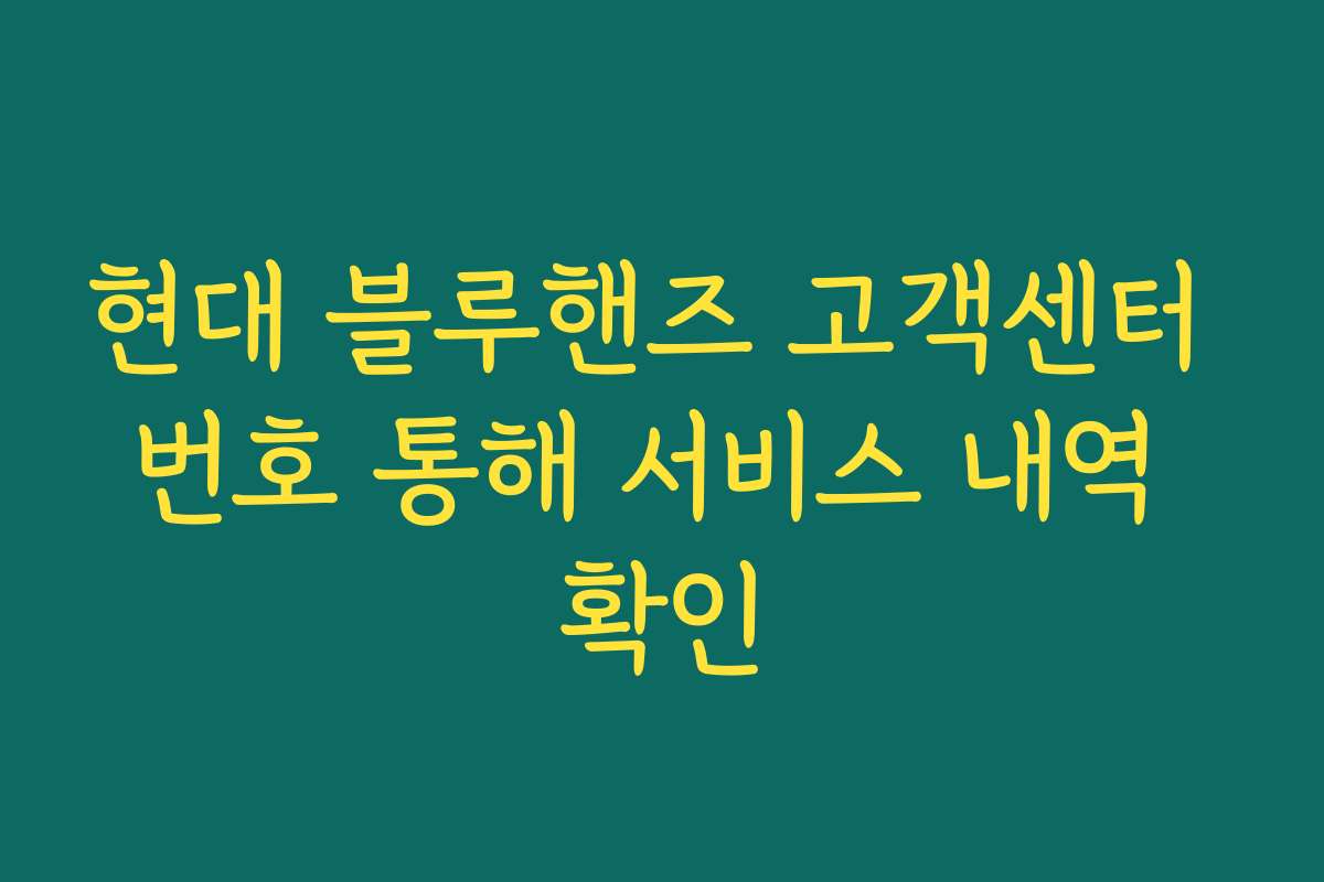 현대 블루핸즈 고객센터 번호 통해 서비스 내역 확인