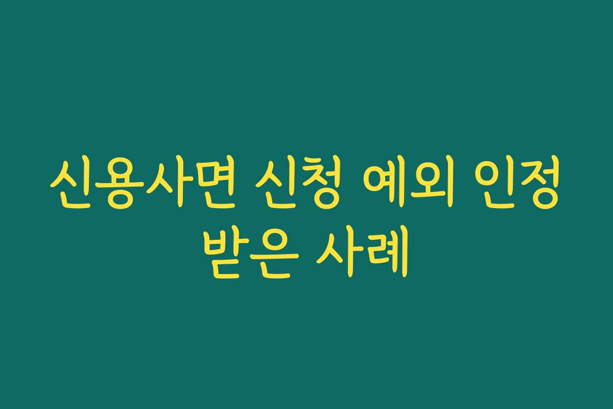 신용사면 신청 예외 인정받은 사례
