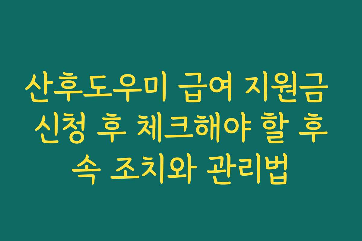 산후도우미 급여 지원금 신청 후 체크해야 할 후속 조치와 관리법